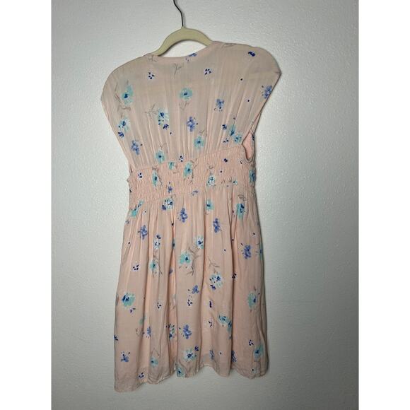 Free People Boho Womens Pink Greatest Day Floral Print Smocked Mini Dress Size M - Picture 4 of 5